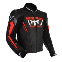 BERIK APEX LEATHER JACKET BLACK FLURO RED