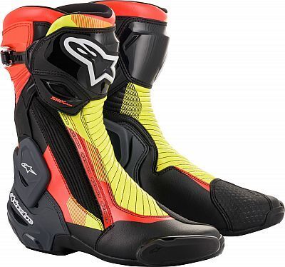 ALPINESTARS SMX PLUS V2 BOOT BLACK FLURO RED FLURO YELLOW