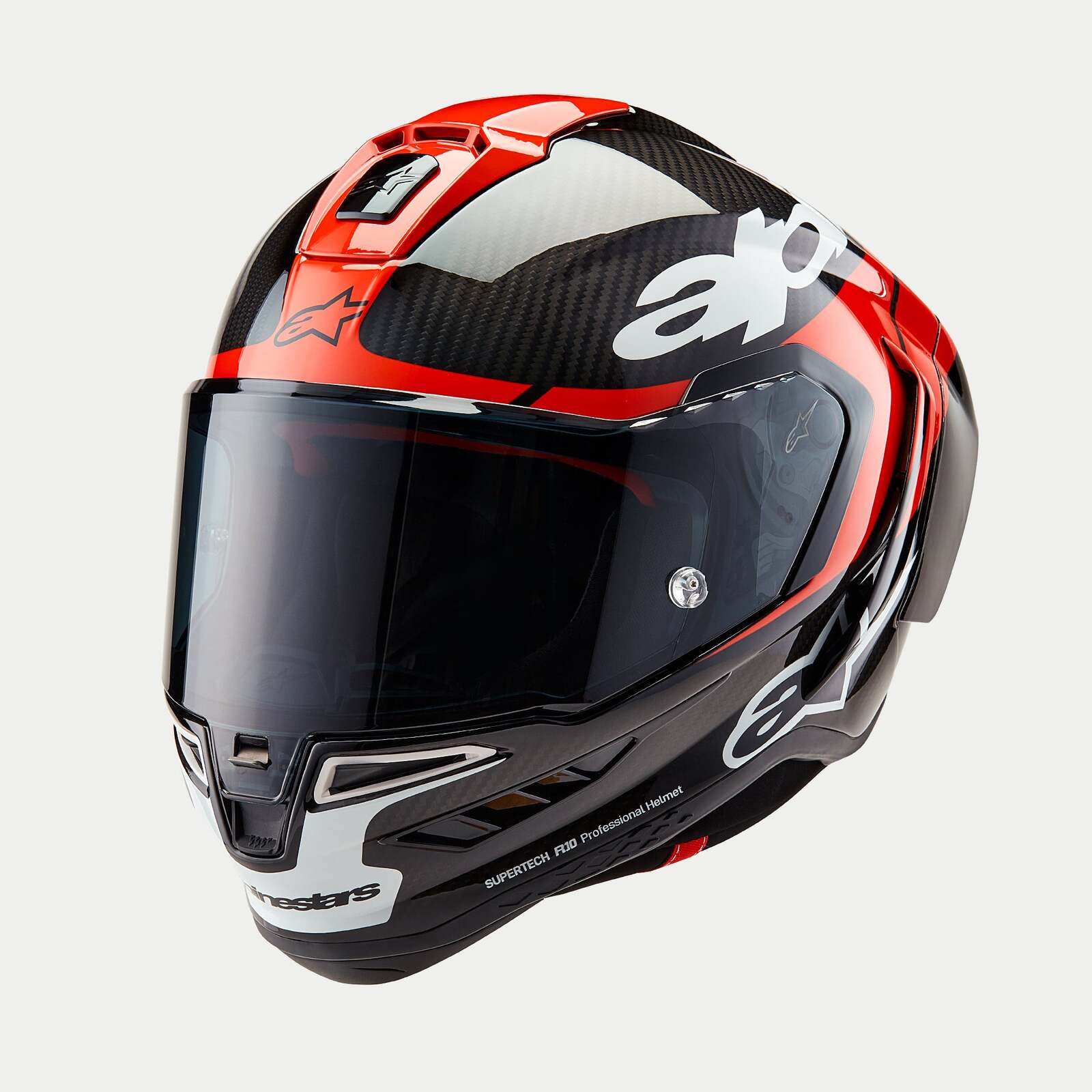 ALPINESTARS SUPERTECH SR10 ELEMENT BLACK CARBON BRIGHT RED WHITE GLOSS ...