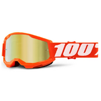 100% STRATA 2 YOUTH GOGGLE ORANGE W/ MIRROR GOLD LENS