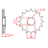 MTX YZ65 STEEL FRONT SPROCKET 420 PITCH 14-TEETH - 10-BR8-14