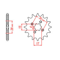 MTX 253 STEEL FRONT SPROCKET 420 PITCH 14-TEETH - 10-116-14