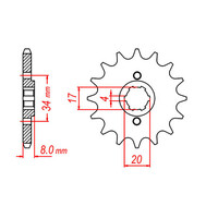 MTX 287 STEEL FRONT SPROCKET 520 PITCH 15-TEETH - 10-KL4-15