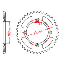 MTX 798 STEEL REAR SPROCKET 420 PITCH 47-TEETH - 11-02B-47