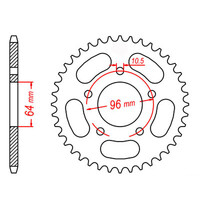 MTX 254 STEEL REAR SPROCKET 520 PITCH 47-TEETH - 11-KA2-47