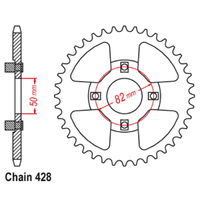 MTX 999 STEEL REAR SPROCKET 428 PITCH 45-TEETH - 11-459-45