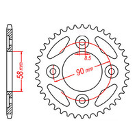 MTX 212 STEEL REAR SPROCKET 420 PITCH 37-TEETH - 11-KWW-37