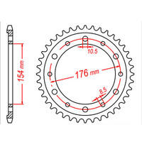 MTX 1340 STEEL REAR SPROCKET 530 PITCH 43-TEETH - 11-MT4-43