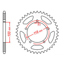 MTX 464 STEEL REAR SPROCKET 420 PITCH 43-TEETH - 11-121-43