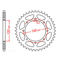 MTX 487 STEEL REAR SPROCKET 520 PITCH 42-TEETH - 11-186-42