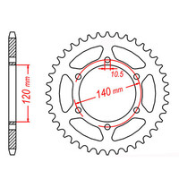 MTX 498 STEEL REAR SPROCKET 525 PITCH 38-TEETH - 11-ZXR-38