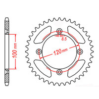 MTX 798 STEEL REAR SPROCKET 428 PITCH 44-TEETH - 11-209-44