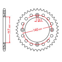 MTX 831 STEEL REAR SPROCKET 428 PITCH 44-TEETH - 11-39K-44