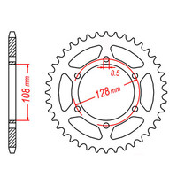 MTX 804 STEEL REAR SPROCKET 428 PITCH 53-TEETH - 11-487-53