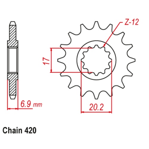 SUPERSPROX 12T 420 PITCH FRONT SPROCKET APRILIA 50 RX