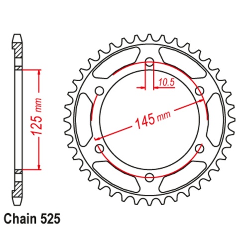 SUPERSPROX 44T 525 PITCH YAMAHA REAR SPROCKET 