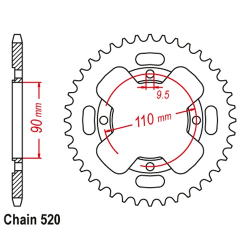 SUPERSPROX 42T 520 PITCH HONDA REAR SPROCKET