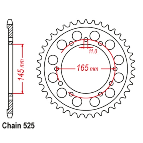 SUPERSPROX 45T 525 PITCH HONDA REAR SPROCKET