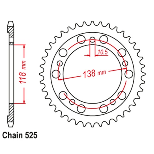 SUPERSPROX 39T 525 PITCH HONDA REAR SPROCKET