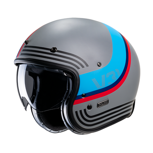 HJC V31 OPEN FACE HELMET BRYON GREY BLUE MC-21SF M