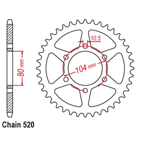 SUPERSPROX 39T 520 PITCH ALLOY REAR SPROCKET - BLACK