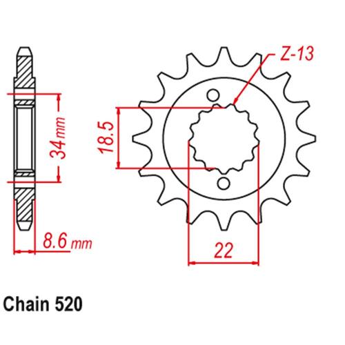 RK FRONT SPROCKET - STEEL 14T 520 PITCH