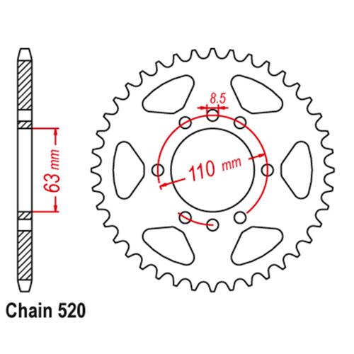 RK REAR SPROCKET - STEEL 45T 520 PITCH