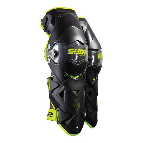 SHOT INTERCEPTOR ADULT KNEE GUARDS BLACK NEON YELLOW