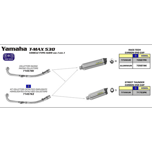 ARROW STAINLESS STEEL 2:1 COLLECTORS FOR ARROW SLIP-ONS - YAMAHA T - MAX 530 '12-13