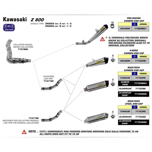 ARROW EXHAUST STAINLESS MID-PIPE - KAWASAKI Z800 '13