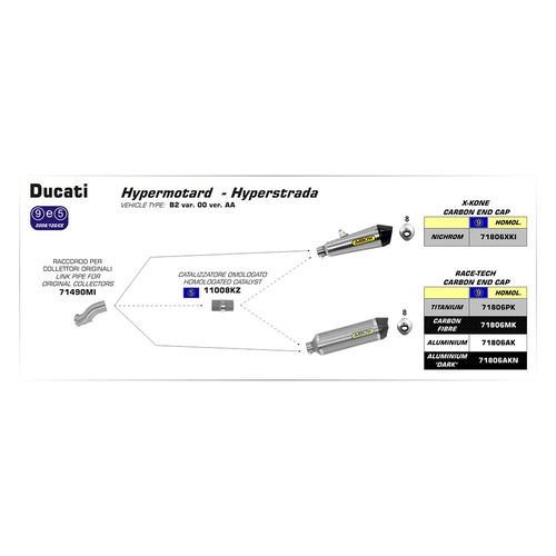 ARROW SILENCER - RACE-TECH TITANIUM WITH CARBON END CAP - DUCATI HYPERMOTARD & HYPERSTRADA