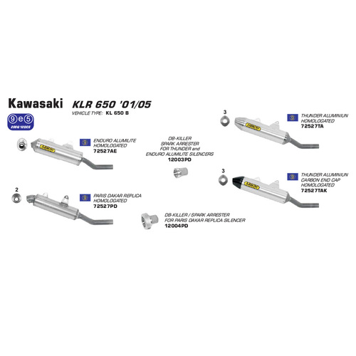 ARROW SILENCER - PARIS - DAKAR REPLICA WITH STEEL END CAP  - KAWASAKI KLR650 '01-05