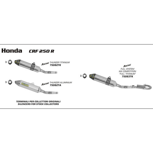 ARROW SILENCER - THUNDER ALUMINIUM SILVER WITH STEEL END CAP - HONDA CRF 250 R '10