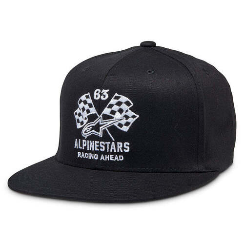 ALPINESTARS DOUBLE CHECK FLATBILL HAT BLACK WHITE S/M