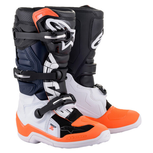 ALPINESTARS YOUTH TECH 7S BOOTS BLACK WHITE ORANGE  6