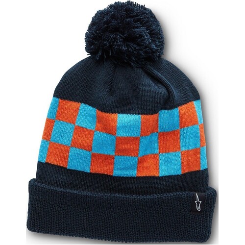 ALPINESTARS WINNING BEANIE NAVY W/ RED BLUE CHECKERS