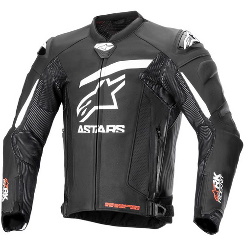 ALPINESTARS GP PLUS R V4 RIDEKNIT LEATHER JACKET BLACK WHITE 50