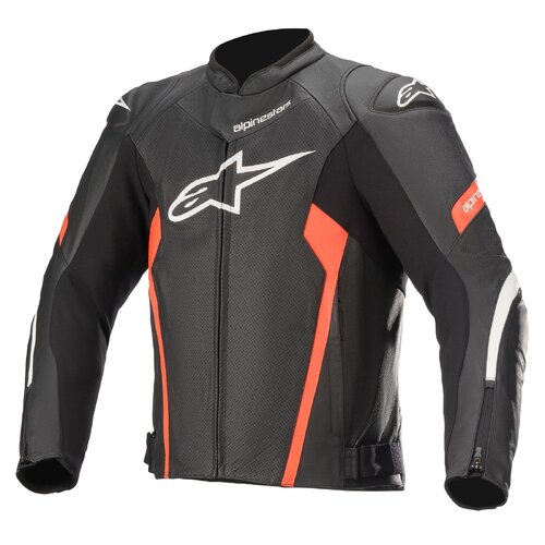 ALPINESTARS FASTER V2 AIR LEATHER JACKET BLACK FLURO RED 52