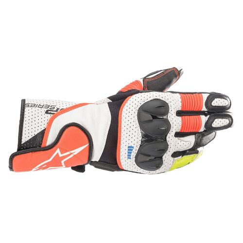 ALPINESTARS SP-2 V3 LEATHER GLOVE WHITE BLACK FLURO S