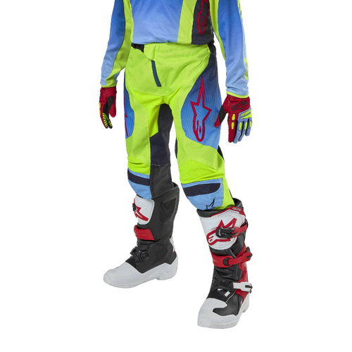 ALPINESTARS 2024 YOUTH RACER HOEN PANTS FLURO YELLOW BLUE NIGHT NAVY 26