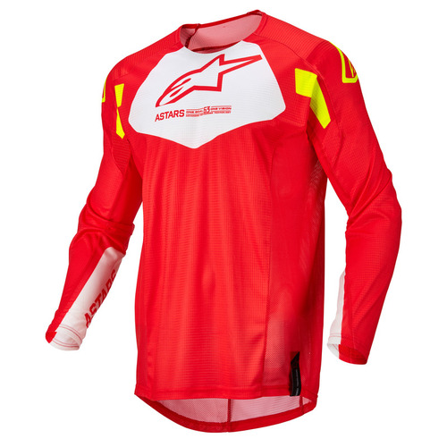 ALPINESTARS 2022 TECHSTAR FACTORY JERSEY FLURO RED WHITE FLURO YELLOW S