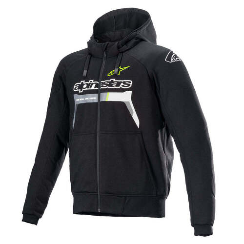 ALPINESTARS CHROME IGNITION HOODIE BLACK FLURO YELLOW 3XL