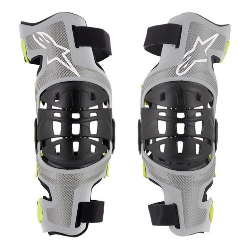 ALPINESTARS BIONIC 7 KNEE BRACE SET SILVER FLURO YELLOW S