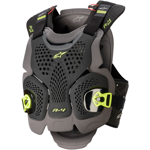 ALPINESTARS A4 MAX CHEST PROTECTOR BLACK ANTHRACITE YELLOW FLURO M/L