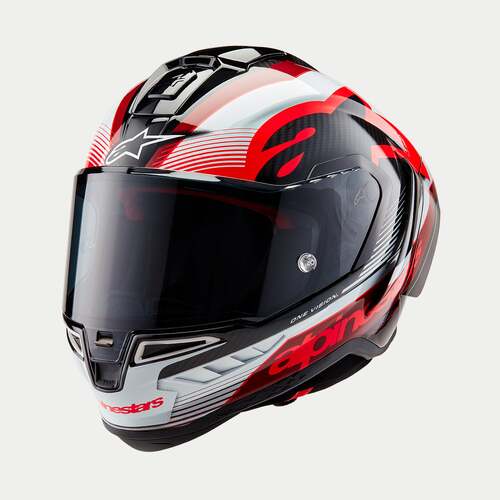 ALPINESTARS SUPERTECH SR10 TEAM BLACK CARBON RED WHITE GLOSS HELMET XS