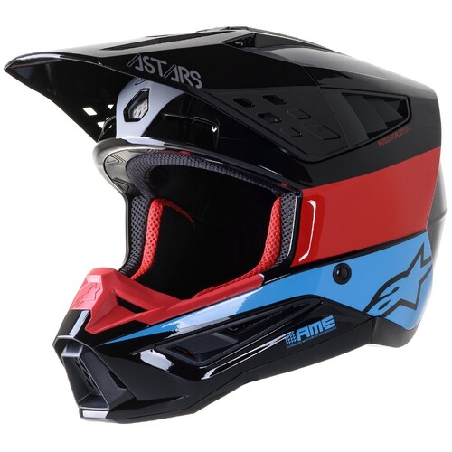 ALPINESTARS SM5 BOND HELMET BLACK RED CYAN SILVER XL