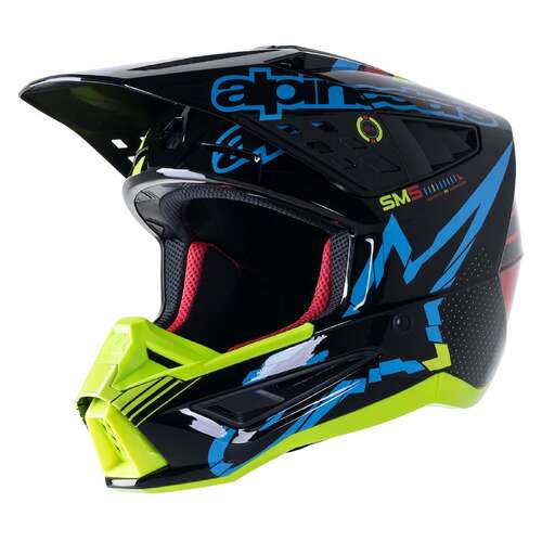 ALPINESTARS SM5 ACTION GLOSS BLACK BLUE FLURO YELLOW XXL