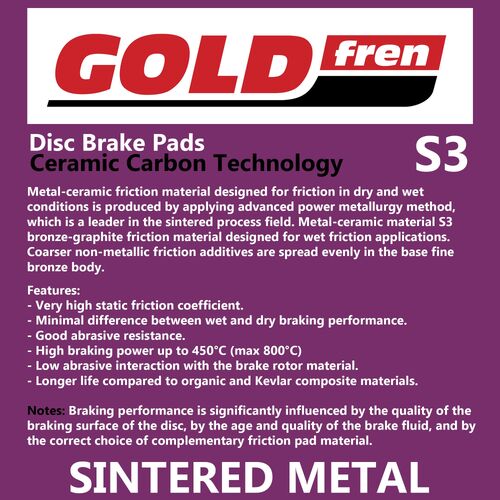 GOLDfren S3 Sintered Sports Brake Pads - GF397S3