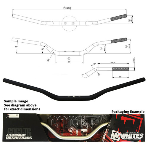 WHITES HANDLEBAR TAPER BLACK - HONDA CR125 CRF250/450 KAWASAKI KX250/450