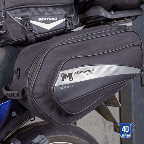 MOTODRY ECO-SERIES SADDLEBAGS BLACK ZXS-1 40L EXPANDABLE